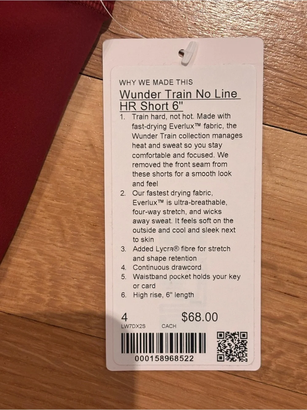 NWT - Lululemon Wunder Train No Line High-Rise Short 6